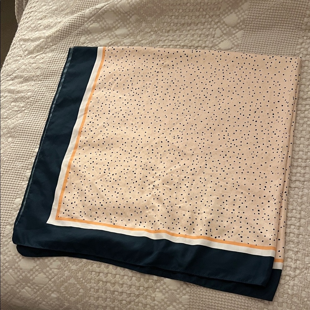 Banana Republic Navy Blue and Pink Polka Dot Silk Scarf